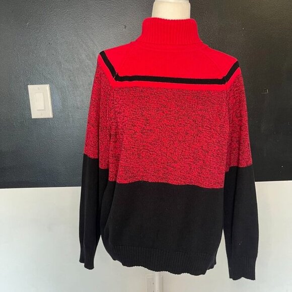 Karen Scott Red & Black Colorblock Turtleneck Sweater PXL - Picture 2 of 8